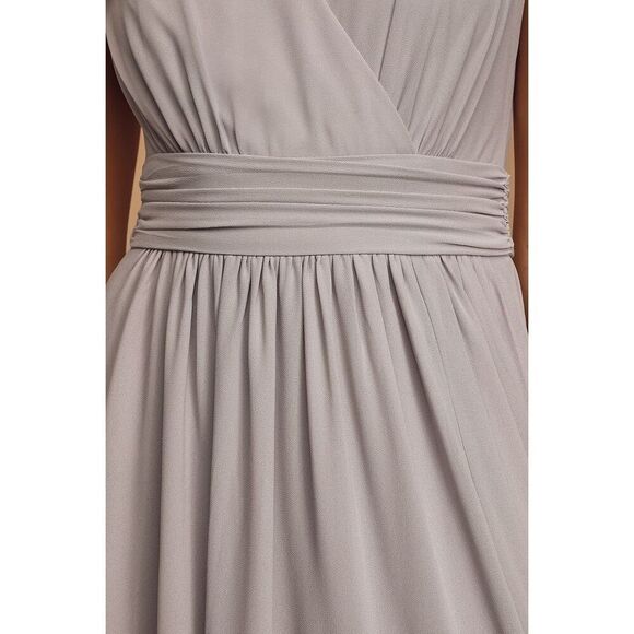 Lulus Size XS Thoughts Of Hue Light Grey Surplice Maxi Dress High Slit Formal - Picture 5 of 14